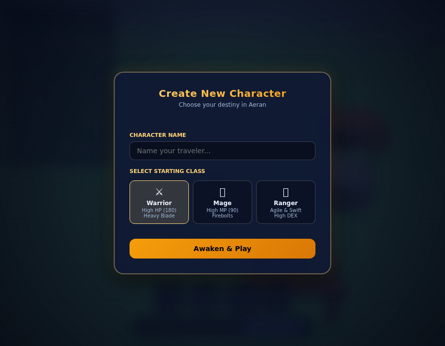 Isekai Mugen Soul Online — Character Creation